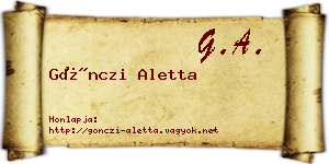 Gönczi Aletta névjegykártya
