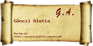 Gönczi Aletta névjegykártya